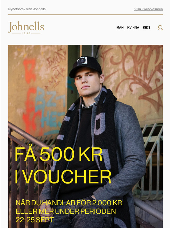 500 kr i voucher när du handlar för 2.000 kr eller mer 😍