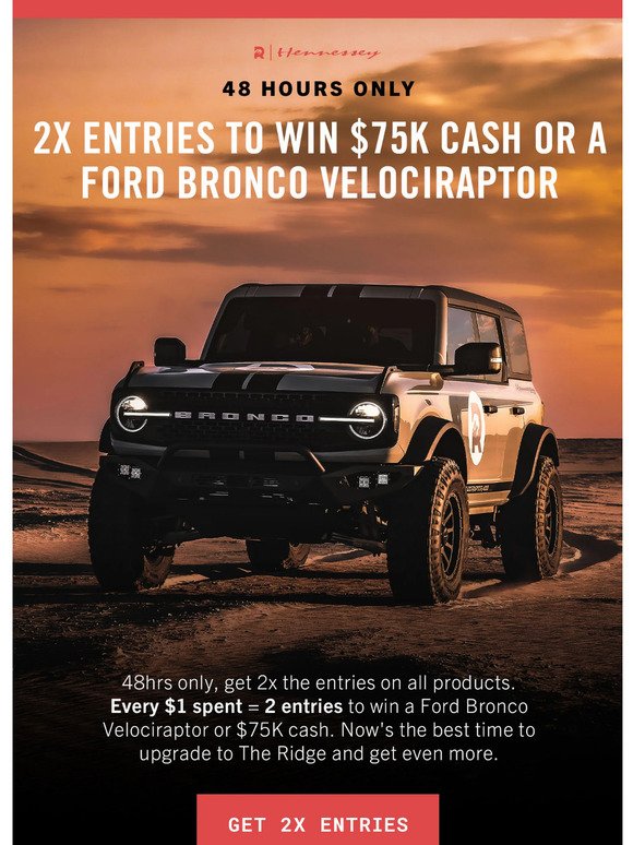 The Ridge Wallet 2x Entries to Win a Bronco or 75K Cash Milled