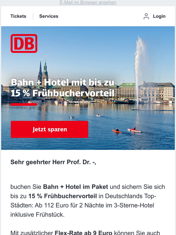 start.de 15 Frühbuchervorteil mit Bahn + Hotel, Herr Prof. Dr. —! Milled start.de 15 Frühbuchervorteil mit Bahn + Hotel, Herr Prof. Dr. —! Milled