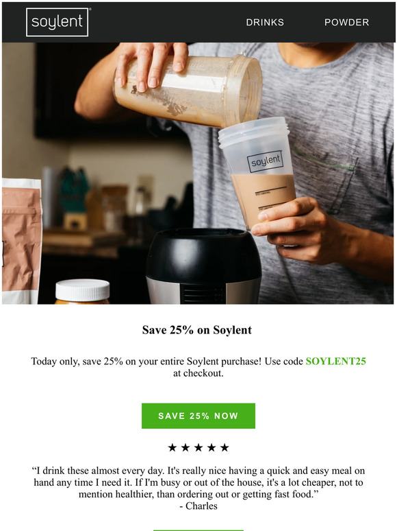 ON SALE NOW! Save 25% on Soylent