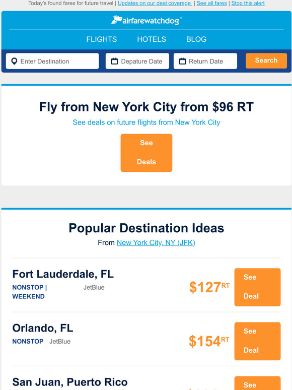 airfarewatchdog 👍 96+ RT New York City Flight Deals Milled