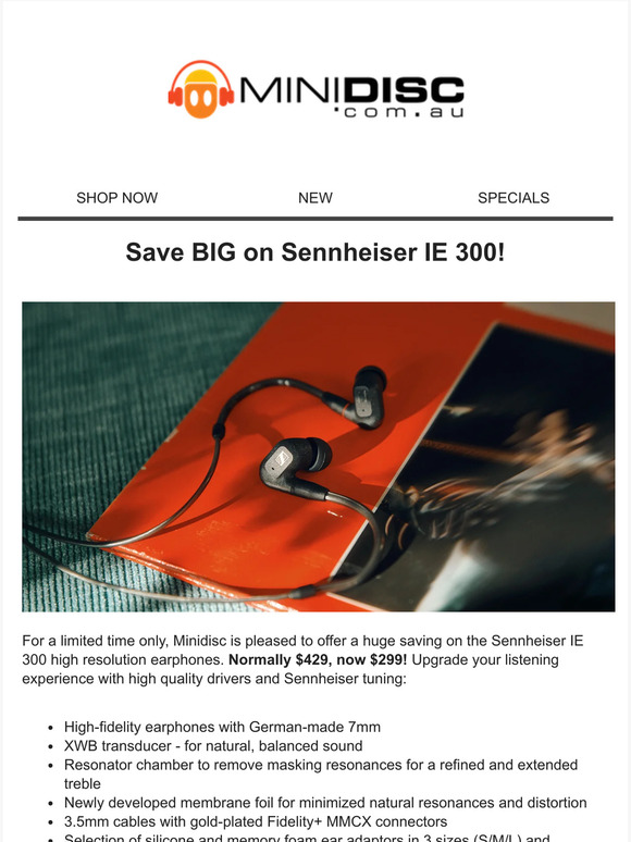 Get $130 off Sennheiser IE 300 high resolution IEMs!