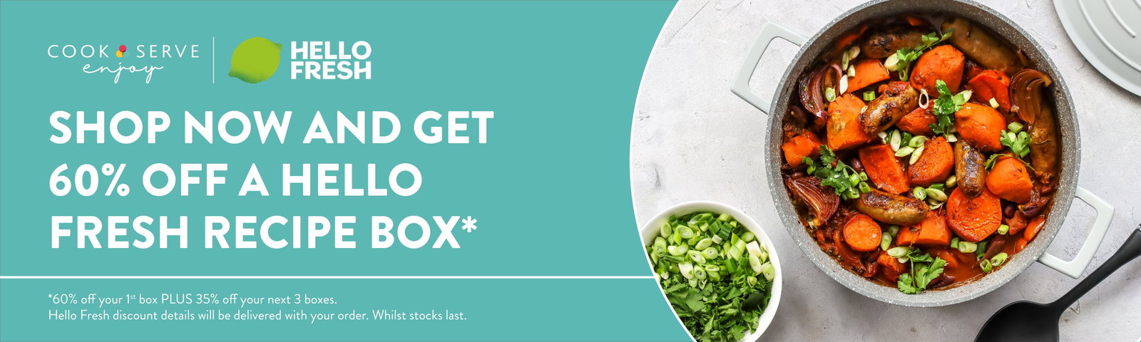 60% off your next Hello Fresh recipe box
