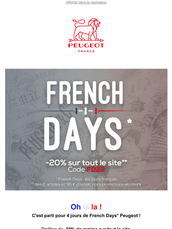 🇫🇷 French Days  : -20% sur tout le site ! 🇫🇷