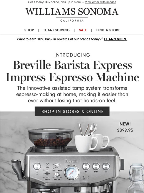 WilliamsSonoma Introducing the Breville Barista Express Impress ☕