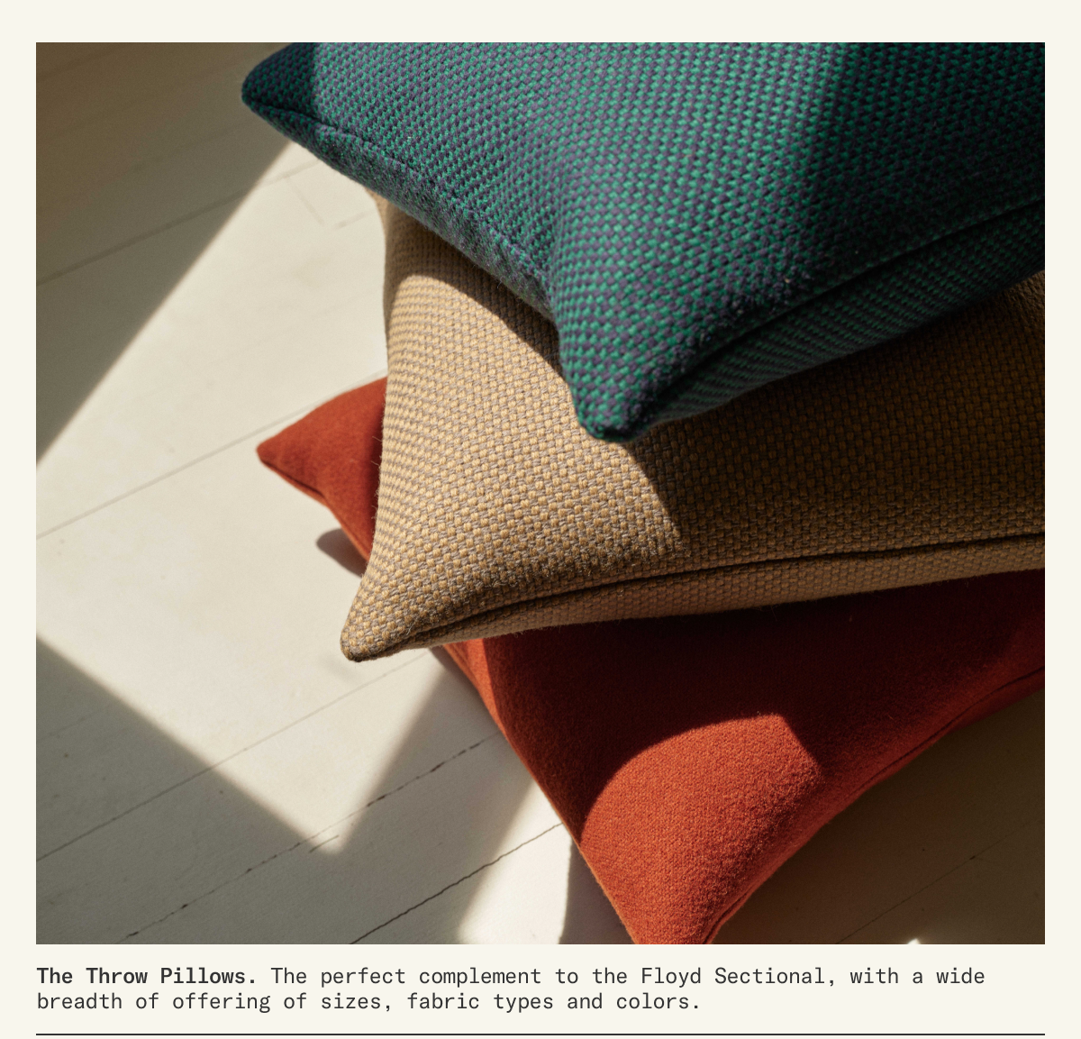 Picture: The Throw Pillows, the perfect compliment to The Floyd Sectional.