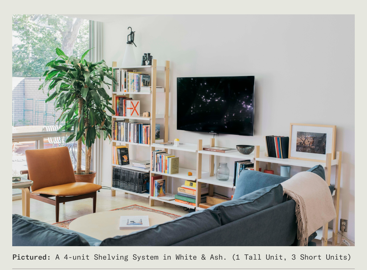 Picture: A 4-unit Shelving System in White & Ash.