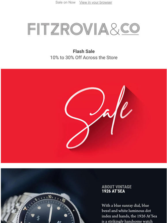Flash Sale:  10% to 30% Off Across the Store