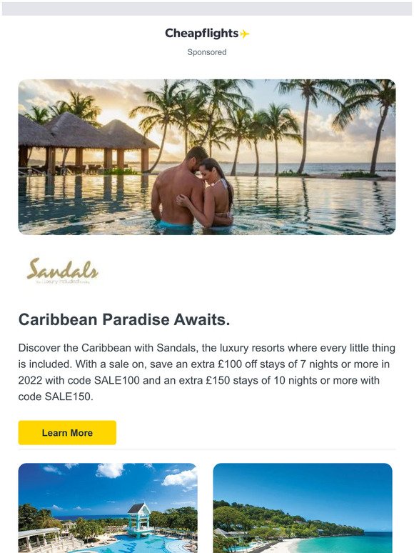 Save on Caribbean holidays in the Sandals Sale.