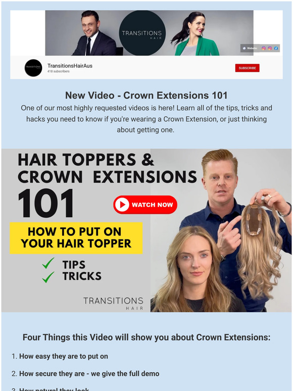New Video - Crown Extensions and Hair Toppers 101 is now live!