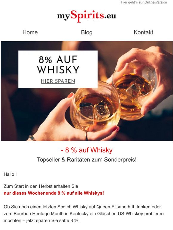 - 8 % auf Whisky 🥃