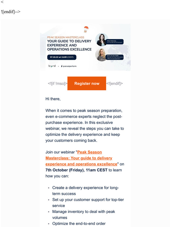 Webinar: byrd x Parcel Perform - How to spend less, earn more this peak season 🛍