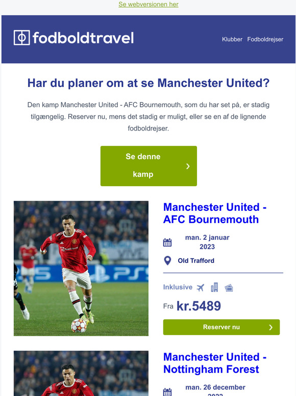 Nu stadig tilgængelig: Manchester United - AFC Bournemouth