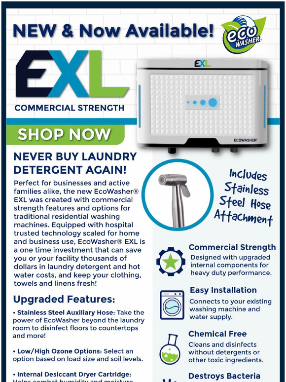 New EcoWasher® EXL Now in Stock!