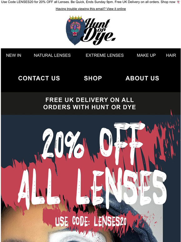 Get ready for Halloween with 20% OFF all Lenses. Use Code LENSES20 👻