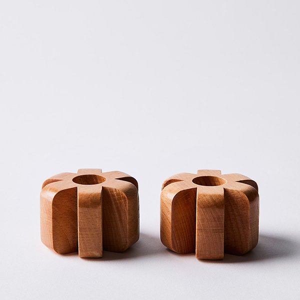 Wood Asterisk Candle Holders