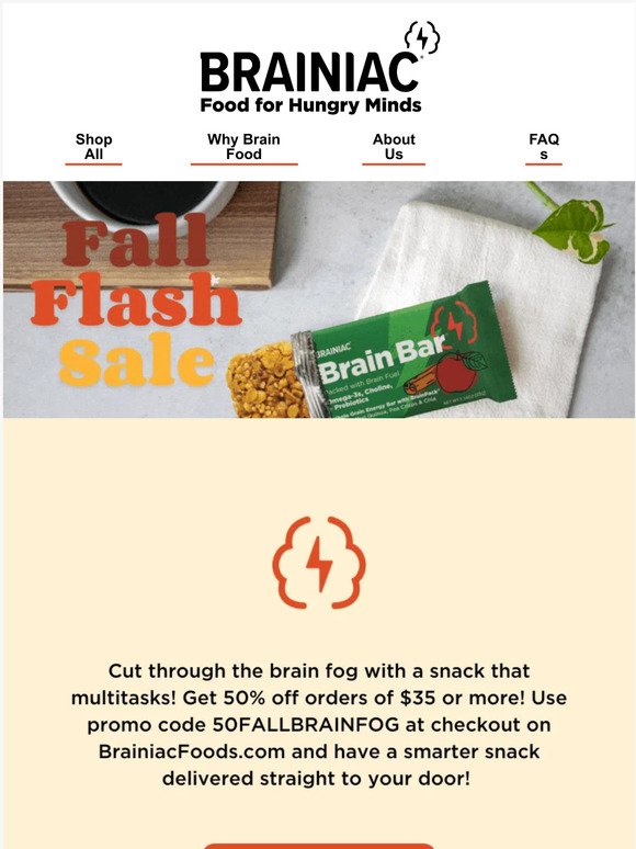 FLASH SALE: Get 50% off Brainiac snacks
