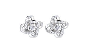 Sterling Silver Love Knot Stud Earrings with crystals from Swarovski