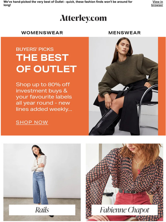 Outlet | Up to 80% off Fabienne Chapot, Rails + more trending brands