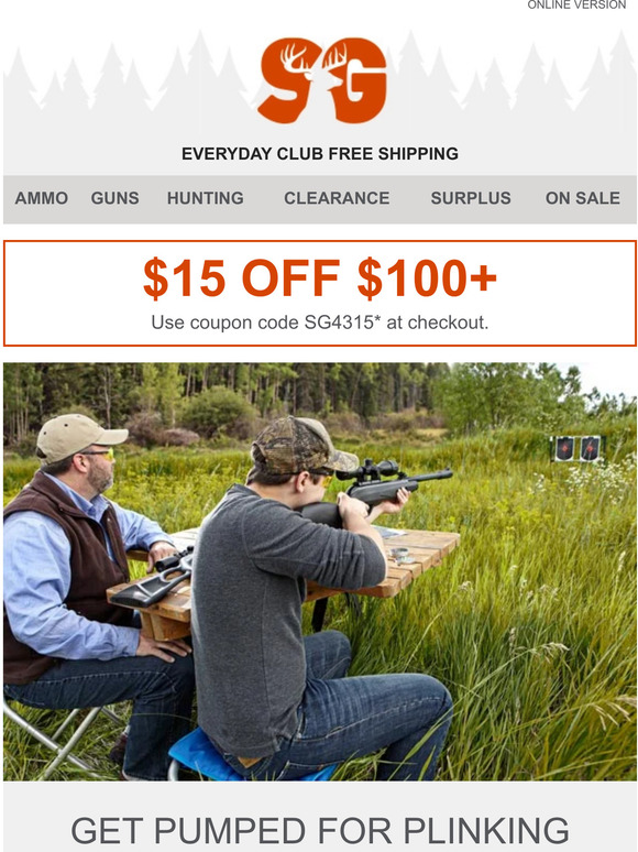 The Sportsman's Guide Get 15 off Orders 100 or More Milled