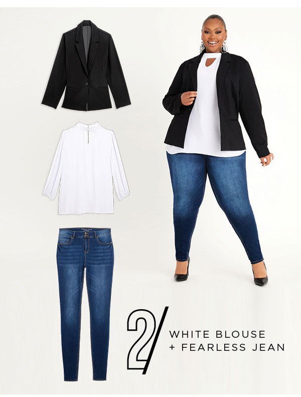 Remix white blouse and fearless jean