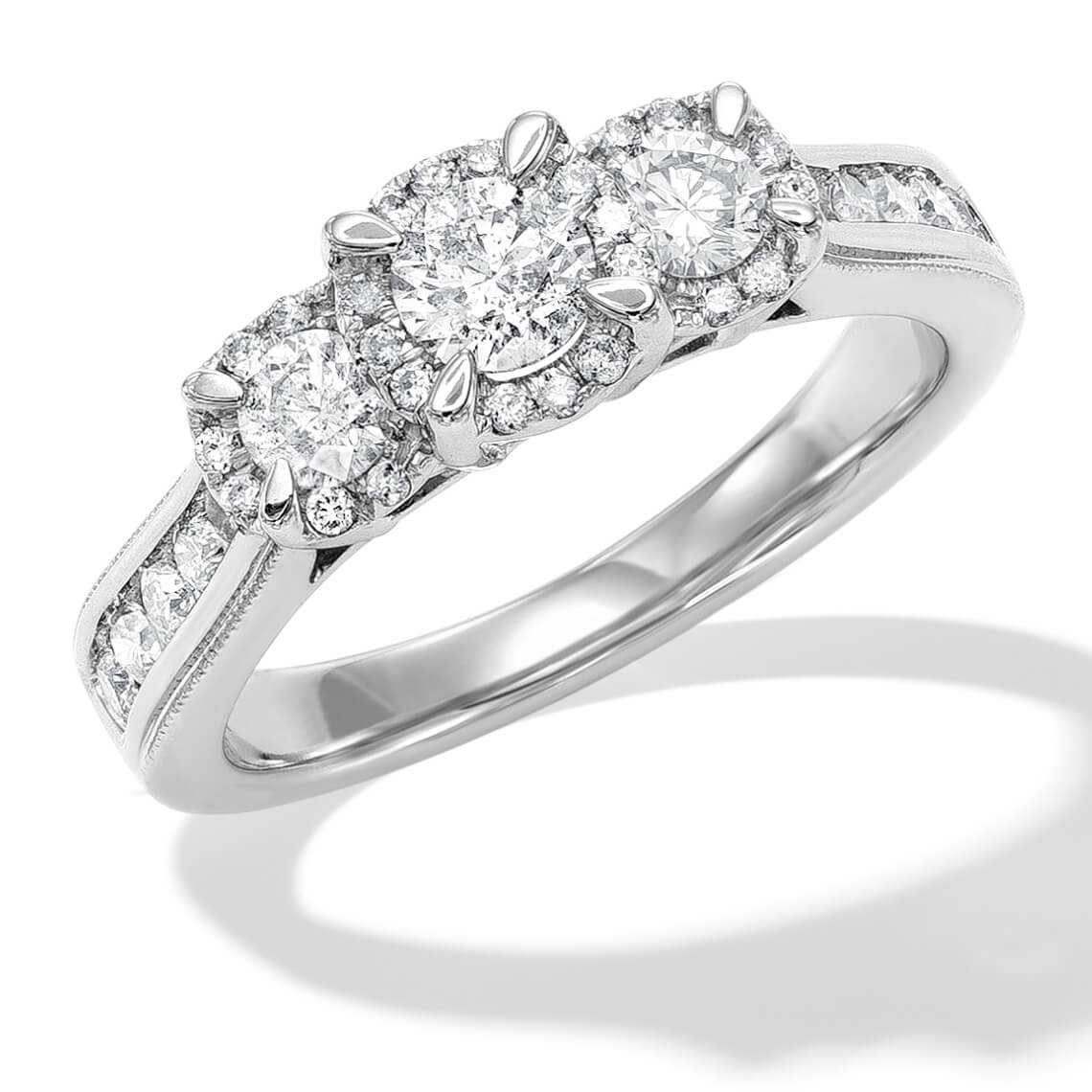  3-Stone  Three Stone Diamond Engagement Ring 1/2 ct tw Round-cut 10K WG