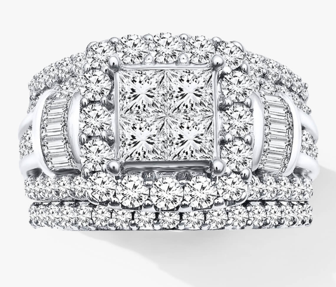 Bridal Set  Diamond Bridal Set 3 carats tw 14K White Gold