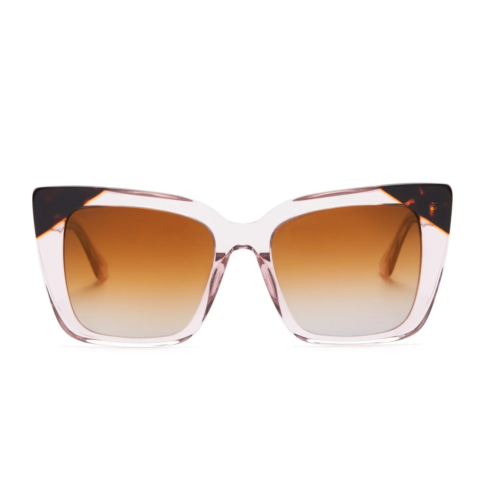 LIZZY - LIGHT PINK CRYSTAL + BROWN GRADIENT SUNGLASSES