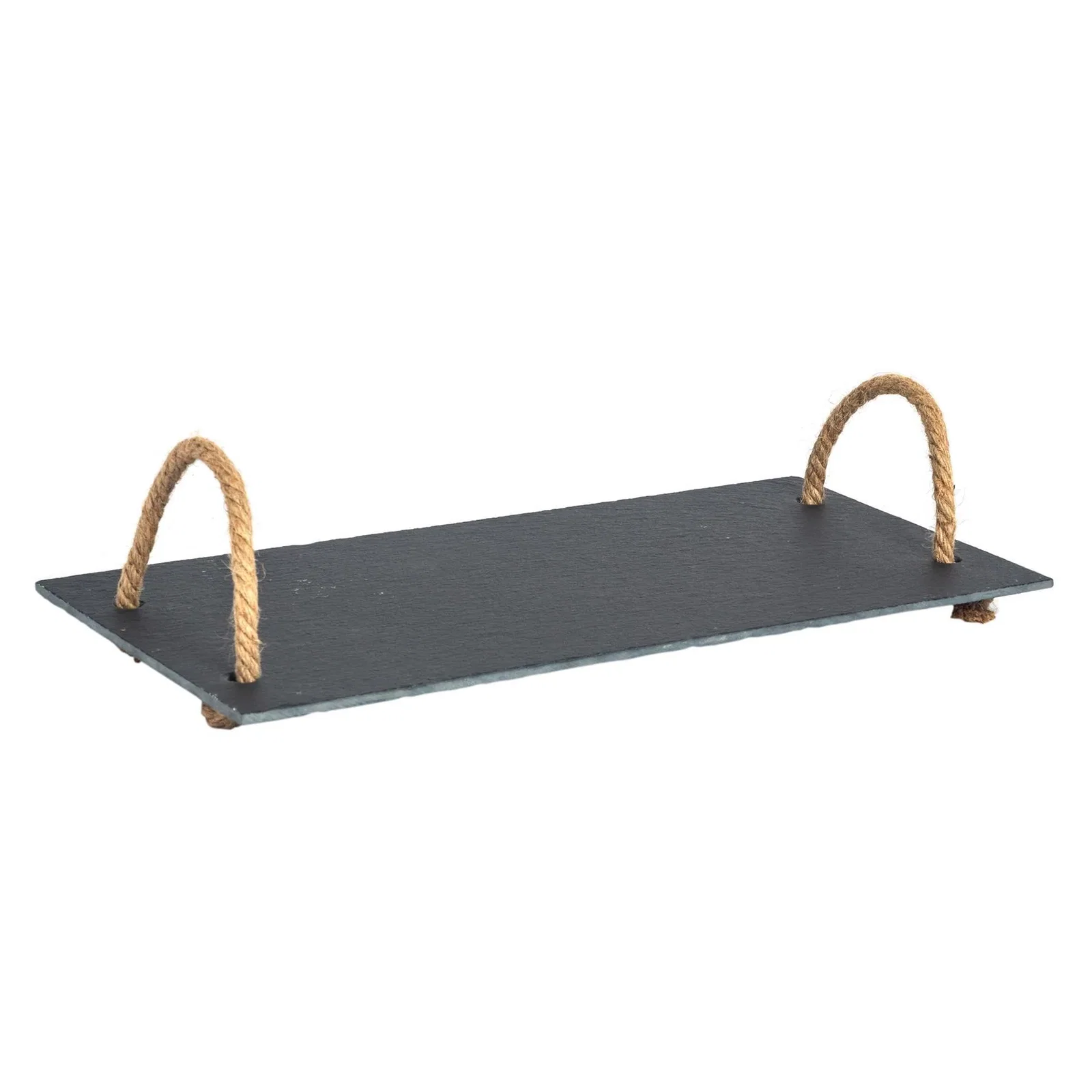 Image of 40cm x 20cm Slate Rope Handle Serving Platter - By Argon Tableware
