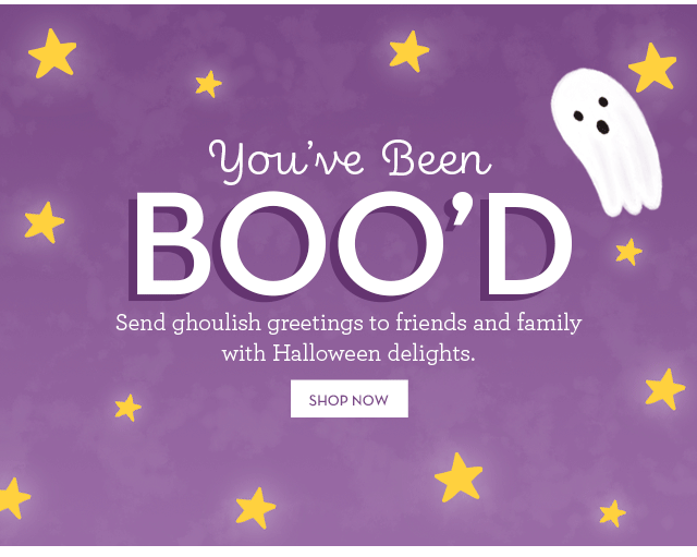 You've Been Boo'd - Send ghoulish greetings to friends and family with Halloween delights.