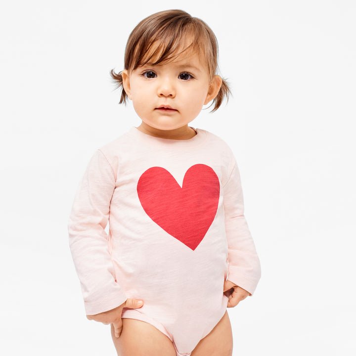 Long sleeve babysuit in heart