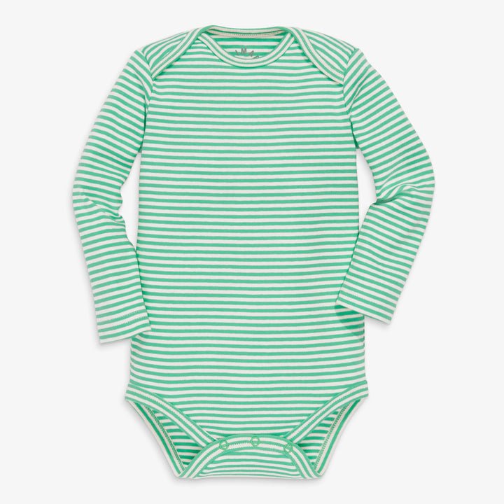 Organic long sleeve babysuit in mini stripe