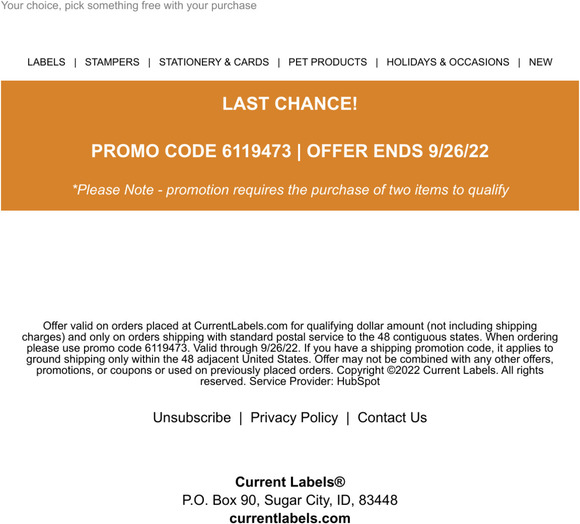 Current Labels Score FREE product before time runs out! Milled