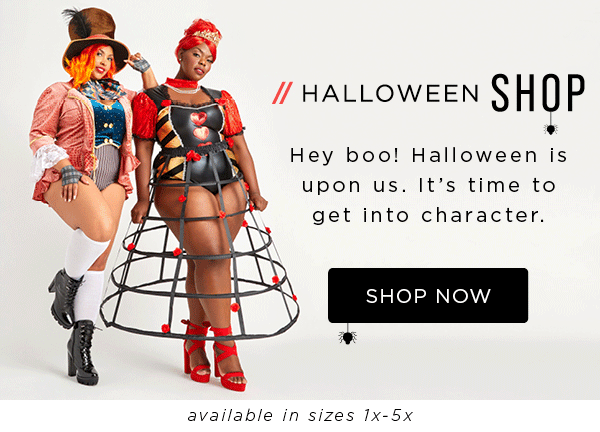Halloween shop. Available in sizes 1x-5x. Shop now