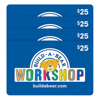 Build-A-Bear Workshop Four $25 eGift Cards