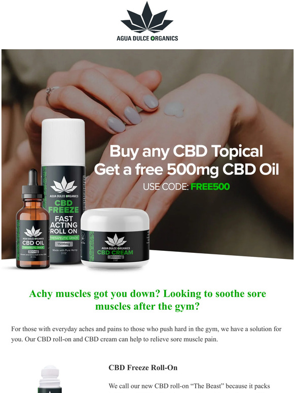 Agua Dulce Organics Free 500mg oil with purchase of any topical Milled