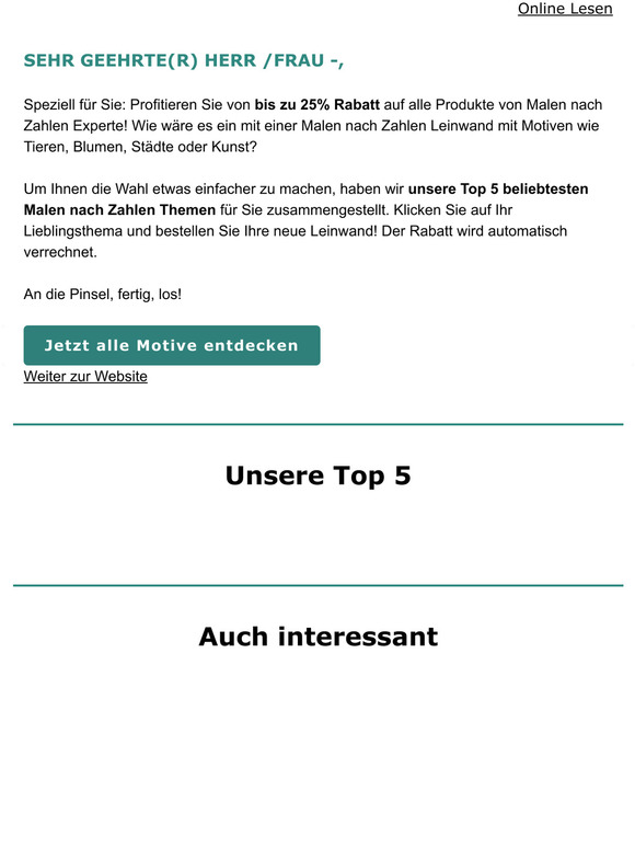 Entdecken Sie unsere 🎨Top 5 beliebtesten Malen nach Zahlen Themen