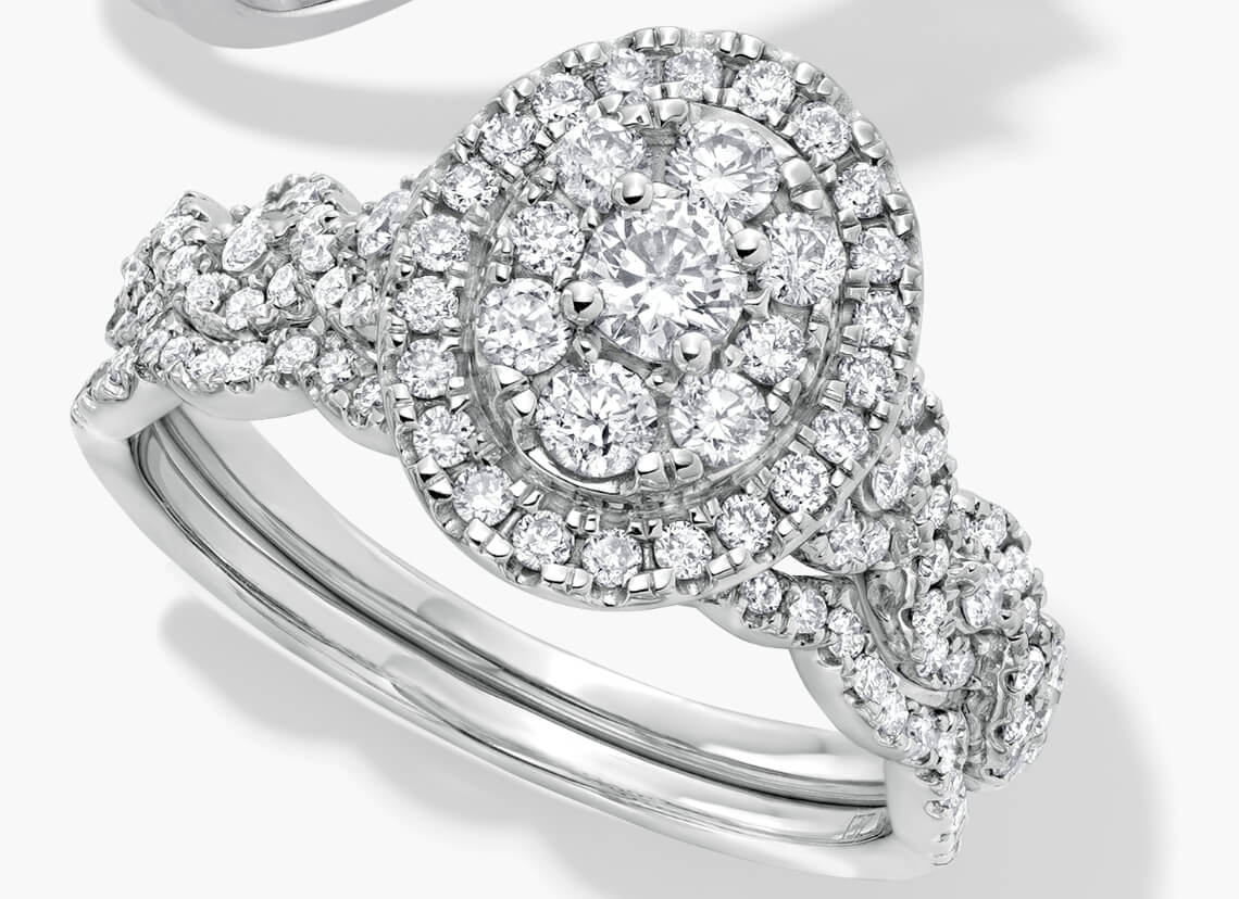  Round-Cut  Diamond Bridal Set 1 ct tw Round-cut 10K White Gold