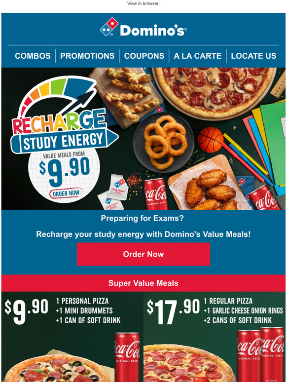Domino's Pizza Recharge your Study Energy with Pizzas! Milled