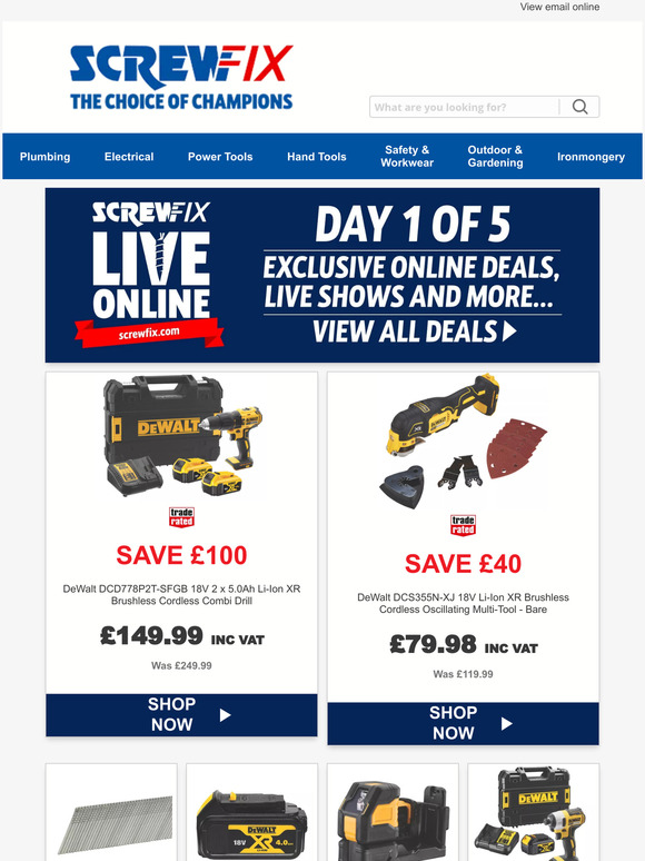 Screwfix Screwfix Live Online Starts TODAY! Milled