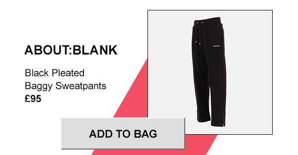About: Blank. Black pleated baggy sweatpants. Add to bag