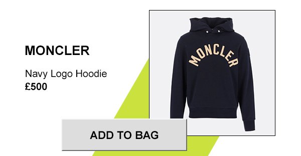 Moncler navy hoodie £500. Add to bag