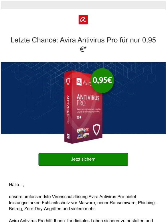 ⌛ Letzte Chance: Avira Antivirus Pro für 0,95 €!