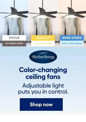Color-changing ceiling fans. Adjustable light puts you in control.
