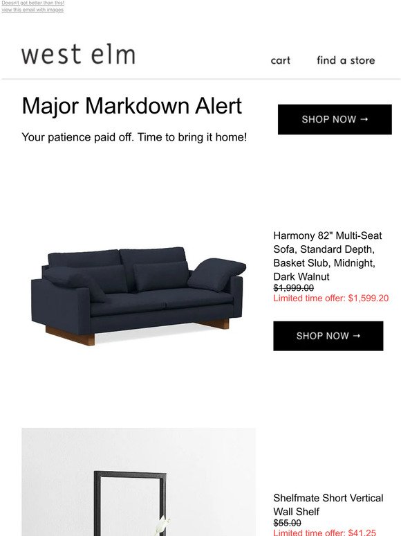 Williams-Sonoma: Harmony Sofa (76-104) is on *sale* but going