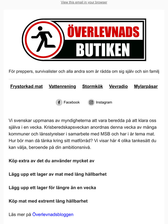 Krisberedskapsveckan - tema mat