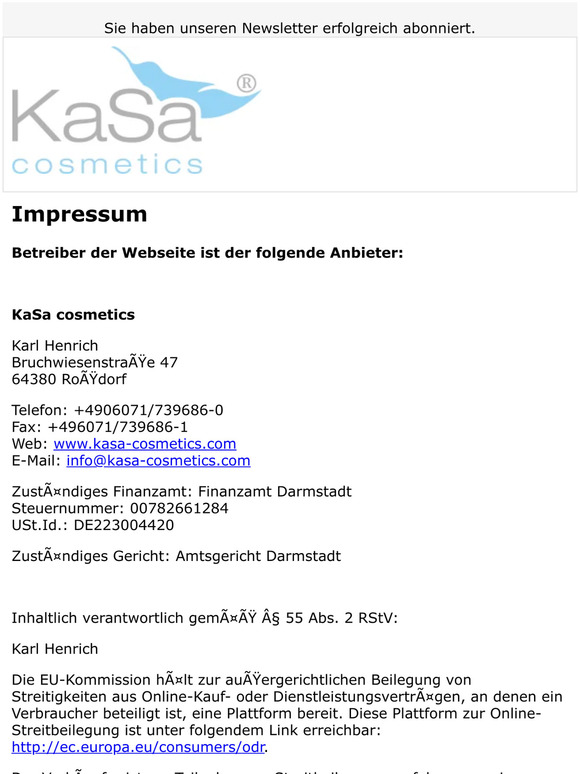 Newsletter Anmeldung erfolgreich