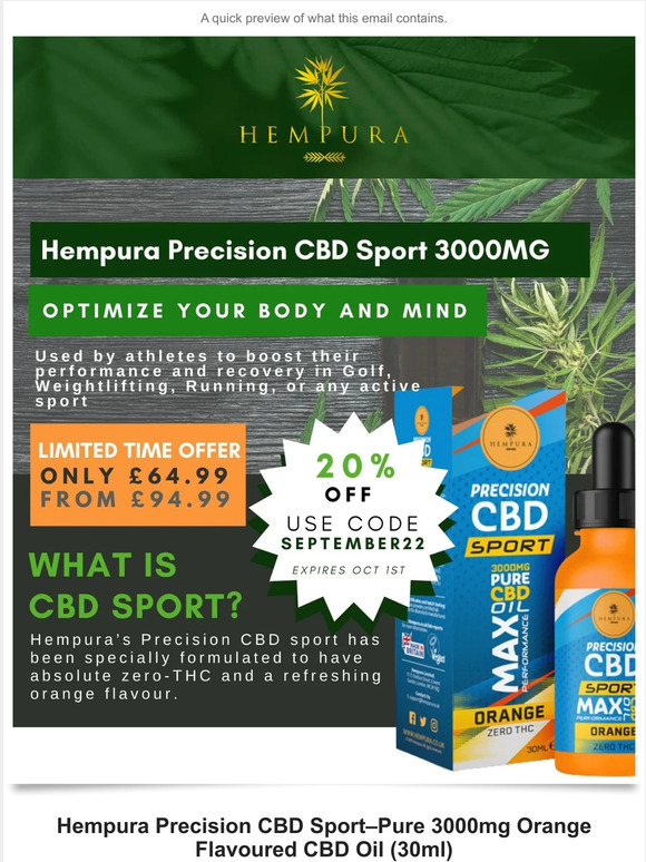 ✨ Improve your health & performance with Precision CBD Sport 3000mg