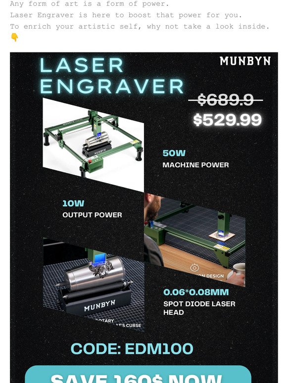 It's Big: 160$ Off on Laser Engraver💲