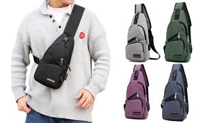 Men Women Crossbody Shoulder Bag Cycle Sling Chest Pack & USB Port